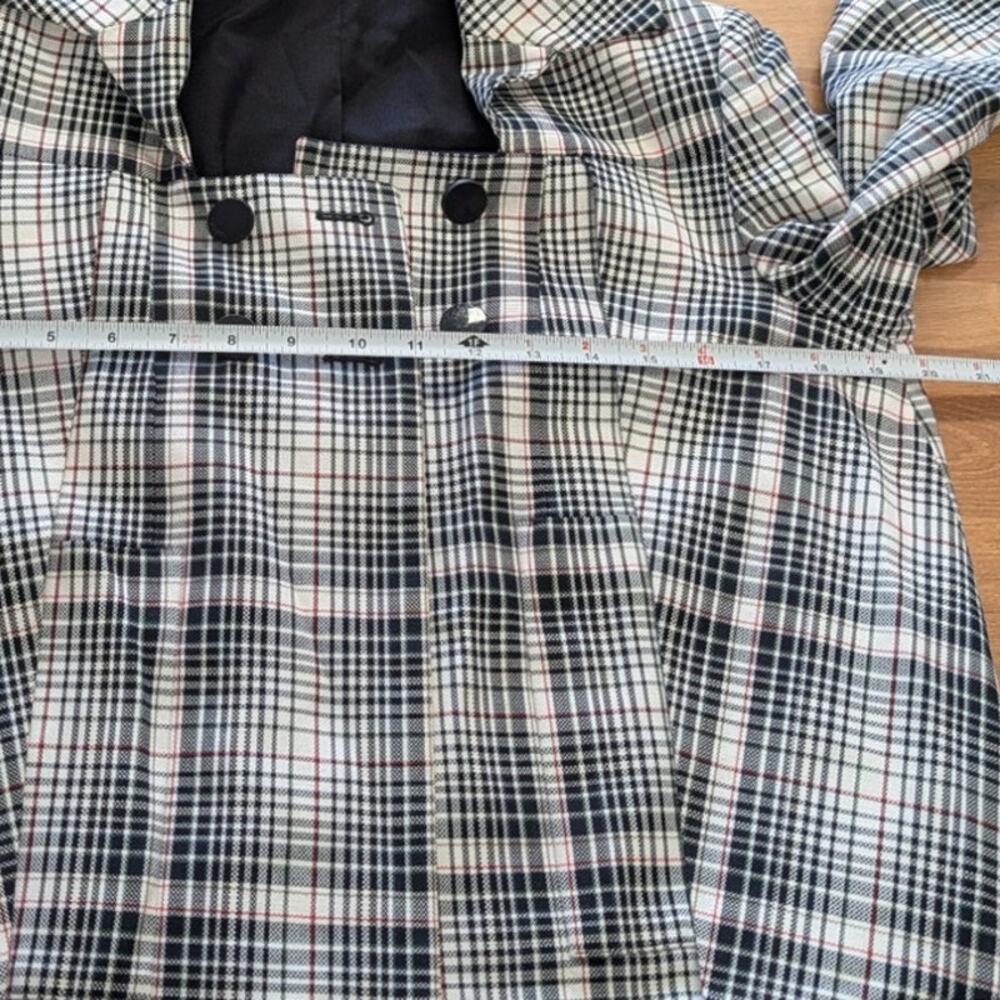 Gucci Double-breasted Long Coat Womens IT40/US 4 Authentic Checked 3/4 Sleeve - Picture 10 of 13